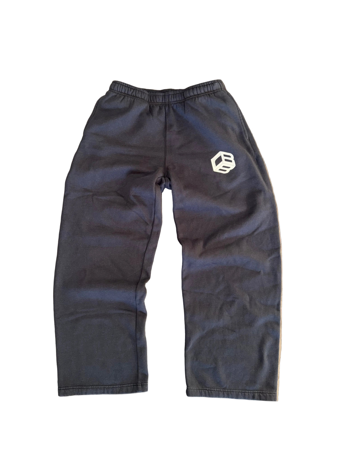CHILLBAEBEEE WORLDWIDE Classic Logo Sweatpants in Bristol Black, front view with CBB Cube logo