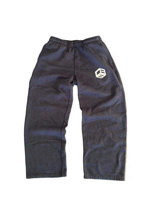 CHILLBAEBEEE WORLDWIDE Classic Logo Sweatpants in Bristol Black, front view with CBB Cube logo