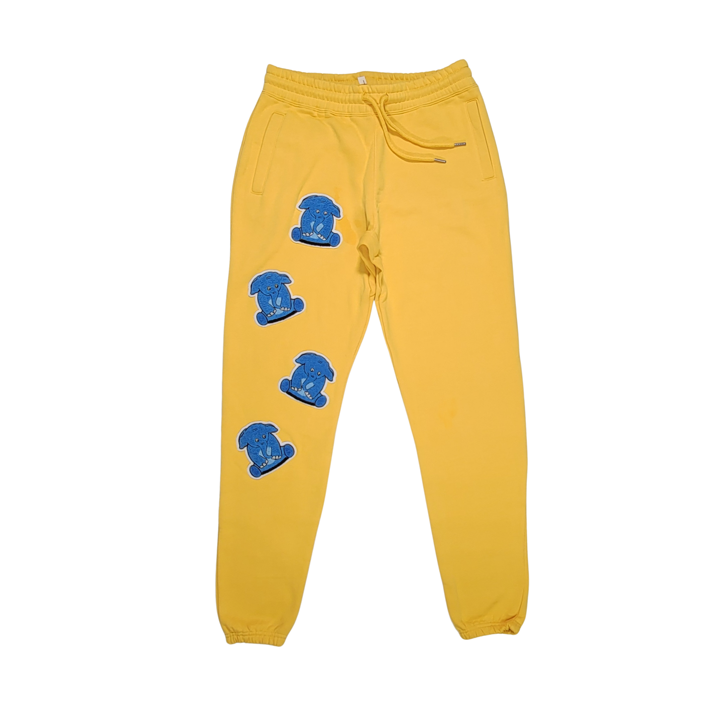 Clearance: Mustard/Blue chenille elephant sweatpants