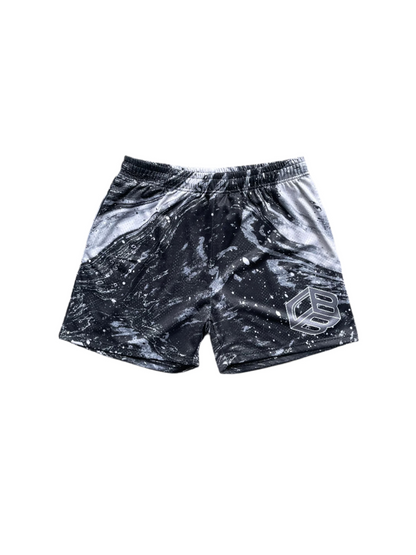 Black/White/Steel Grey Marble Mesh Shorts