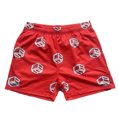 Red and White Cube Shorts