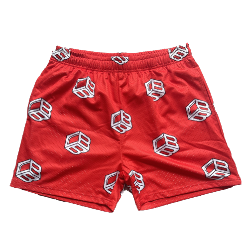 Red and White Cube Shorts