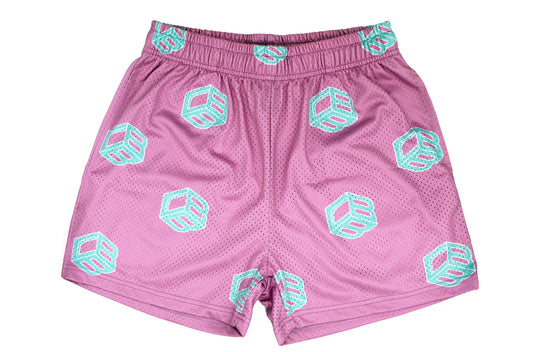 Rose Pink and Cyan Cube Shorts