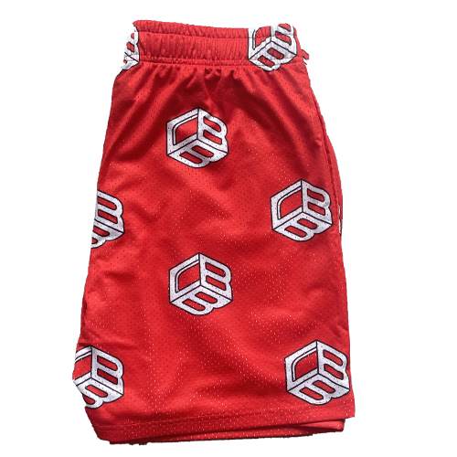 Red and White Cube Shorts